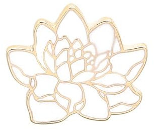 Broche ronde blanche en forme de vague de mer et fleur de lotus en émail - Badge en métal - pour un ami