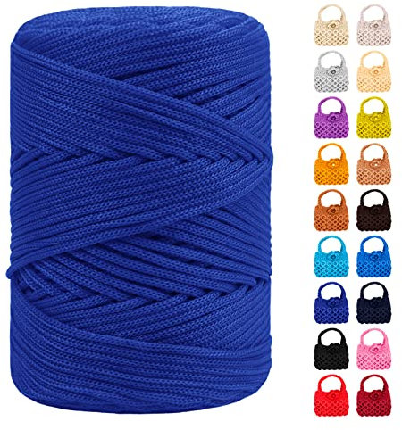 LEREATI Cordino per Borse Uncinetto, Corda Macrame 3mm x 170m Corda in Poliestere Filo Macrame, Macramè Filo Cordoncino per Borse a Uncinetto, Fai Da Te, Regalo per Maglieria (Blu Reale)