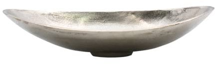 Dekohelden24 Cuenco decorativo en plata, ovalado, de metal, con soporte, tamaño: 13 x 30 x 6 cm aprox