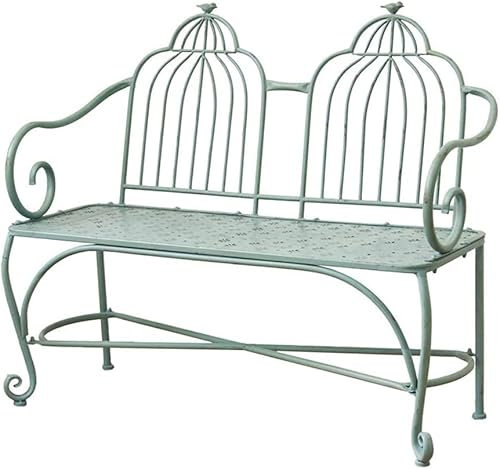 Außenterrassen-Gartenbank, Vintage Gusseisen-Metall-Parkbank, Terrassenbalkonsitz, Freizeitbank mit Rückenlehne