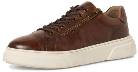 MARCO TOZZI by Guido Maria Kretschmer Herren Sneaker flach aus Leder mit Reißverschluss, Braun (Cognac), 41 EU