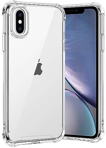 gueche Case for iPhone X and iphone XS, Crystal Clear Phone Cover, Shock-Absorption, Soft Silicone TPU + Hard Back PC Phone Basic Case, Compatible with Wireless Charger - Clear
