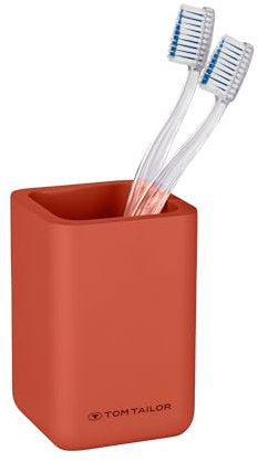 TOM TAILOR Zahnputzbecher, hochwertiger Becher für Zahnbürste und Zahnpasta, Zahnbürstenhalter aus langlebigem Kunststoff, stilvolle Deko fürs Badezimmer, Coral