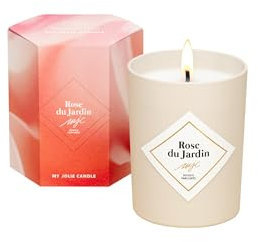 MY JOLIE CANDLE - Bougie Parfumée Rose du Jardin- Cire Naturelle et Végétale - Parfum Français - Mèche Coton - 18h de combustion - Cadeau Femme Maman