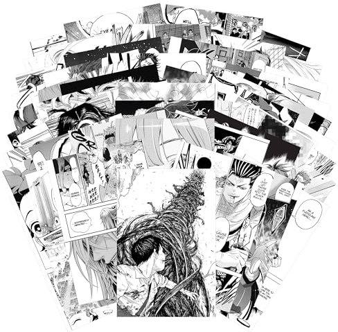 Adval9Vram 50 Stück Anime Panel Wand Collage Set Anime Manga Panels Ästhetische Bilder Klein Fotowand Poster Zimmer Wanddekoration Black White Wand Poster für Jungen Mädchen Teenager