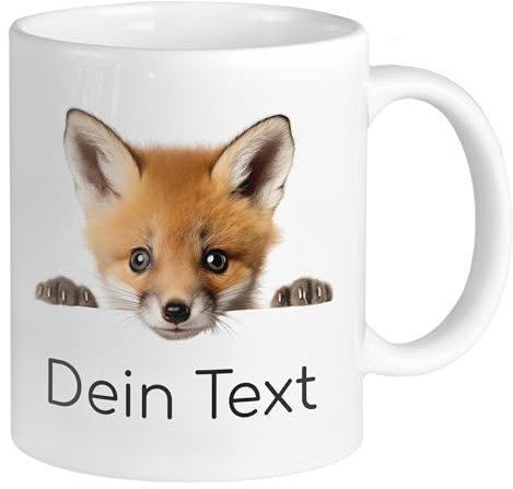 GRAZDesign Taza con nombre personalizado, diseño de zorro con nombre, regalo para niñas y niños, de cerámica, 330 ml
