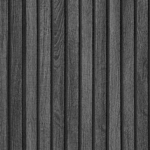 VEELIKE Vinilo Efecto Madera Negro Gris Paneles Madera Pared Papel Pintado Madera 3D Papel Adhesivo para Muebles Vintage Vinilo Encimera Cocina Madera Impermeable Dormitorio Armarios 40cm x 300cm