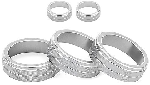 CARRERAS Passend for Volkswagen VW Golf MK7 2014–2020, Klimaanlage/Radio-Lautstärkeknopf-Knopf-Abdeckung, Klimaregelung, Einstellknopf-Zierring Klimaanlagenknopf (Color : Silver)