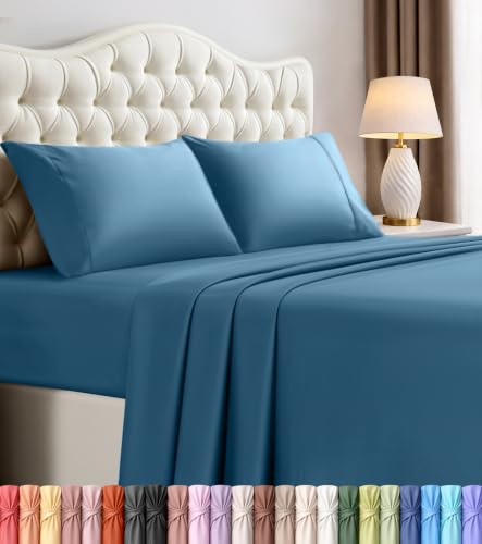 Utopia Bedding Queen Bed Sheets Set - 4 Piece Bedding - Brushed Microfiber - Shrinkage and Fade Resistant - Easy Care (Queen, Dusk Blue)