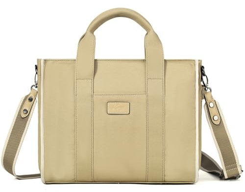 Kasgo Canvas Tote Bag, Umhängetasche Damen Crossboday Casual Wiederaufnahme Totes für Dame mit Reißverschluss Taschen Geldbörse Arbeit Reisen Schule Khaki