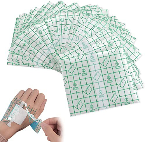 50 Piezas Película De Vendaje Transparente Impermeable, Vendaje adhesivo impermeable para tatuajes 10 x 12 cm, Cinta Adhesiva Heridas para Deportes Ducha Tatuaje
