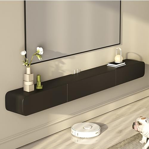 FPIGSHS TV Lowboard Hängend mit 2 Schublade, TV Board 120/160/180/200Cm, Modern TV Schrank mit Kabelmanagement, Wohnzimmer Hängeschrank Multimedia Wandregal (B, 200cm)