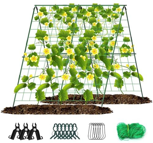 Rankhilfe Gurken,Gurkenspalier Metall 48 * 48Zoll,Gurkenspalier,Gurken Rankhilfe Hochbeet,Rankhilfe Garten Metall,Garten Rankhilfe Für Rosen Und Blumen,Faltbares Garten-Klettergitter