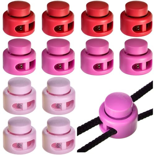 GGXZHT 12 Stück Kordelstopper, Schlösser für Kordel, 2-Loch Kunststoff-Kordel Verschlüsse, Kordelklemme für Kordelzug-Taschen, Kleidung, Rucksäcke (3 Farbig)