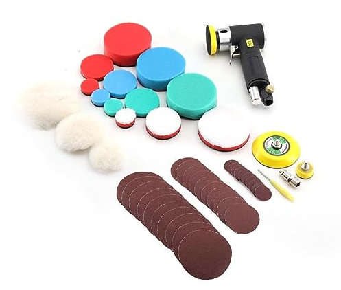 NICCOO Mini Ponceuse, Machine à polir Polisseuse Voiture Machine à Polir Polisheuse Orbitale Polissage Polissage Pad Mini Ponceuse excentrique à air comprimé pour Le Polissage
