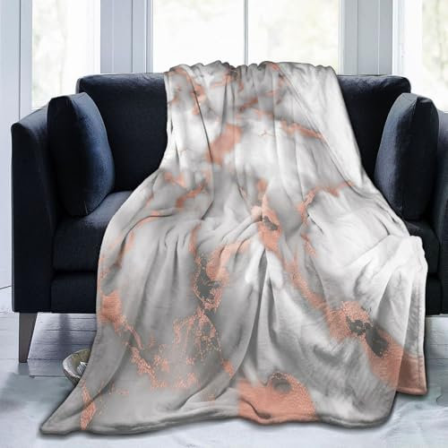 Mexpekil Marmordecke, weiche, gemütliche Überwurfdecke, flauschige Flanell-Fleecedecke für Sofa, Bett, Camping, Reisen, 150 x 125 cm
