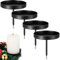 Nuenen 4 Kerzenhalter Adventskranz Kerzenhalter mit Spieß Kerzenständer Teelichthalter für Adventskranz 8,5 cm Kerzenteller Deko Kerzenständer zum Stecken Dekotablett Tablett Rund Retro (Schwarz)