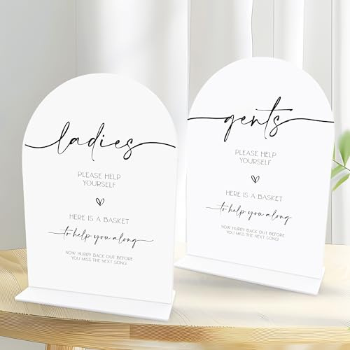 OXEDP Acrylic Wedding Bathroom Favors Sign , Basket Supplies Signs Gents, Party Events Sign-Acrws06, Ladies, 6.5 X 9 Inch
