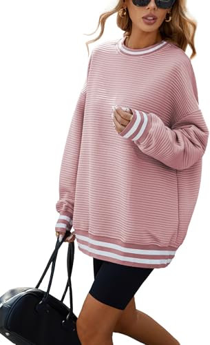 Famulily Women Winter Thick Fleece Sweatshirts without Hood Pullover Tops Fashion 2024 Soft Comfy Sweaters Pink XL