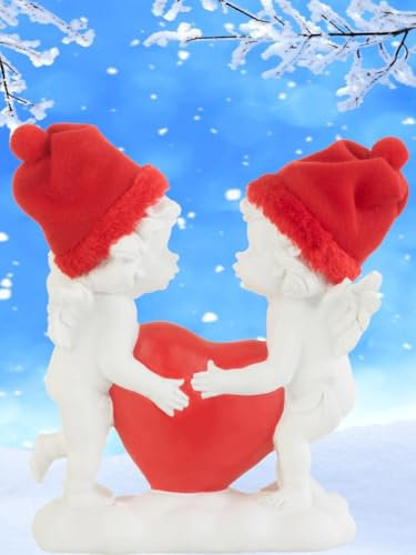 Pommerntraum ® | Dekorationsfigur Sammlerfigur Weihnachtsengel Glücksengel Schutzengel Engel Engelfigur mit rotem Herz und roter Mütze