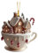 Ornements de Tasse à Café pour Arbre de Noël, Décoration de Chocolat Chaud - Maison de Neige en Acrylique 2D - Décor de Café pour Noël