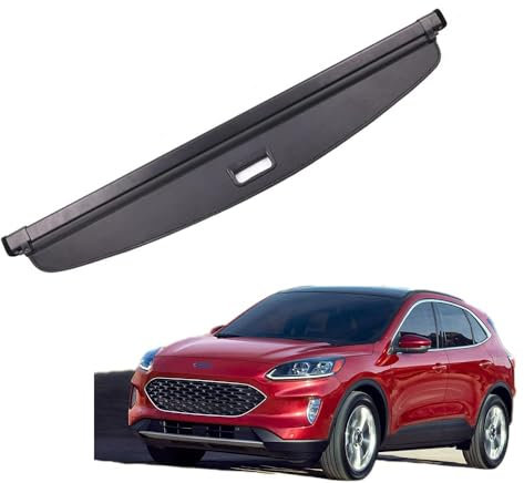 Auto Einziehbarer Frachtabdeckungen für Ford Escape Kuga 2020 2021, Hinterer Kofferraum Aufbewahrung Paketregal, Auto Anti-Peeping Laderaumabdeckung,B Black