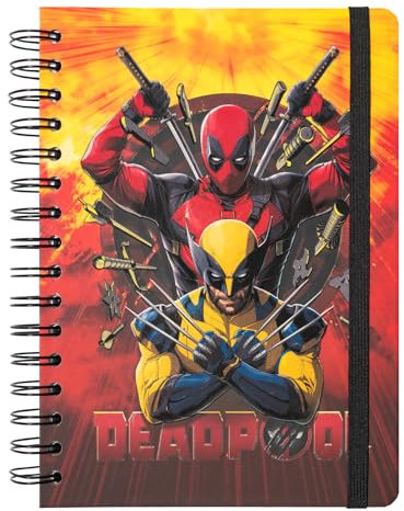 Grupo Erik: Quaderno Rosso Deadpool | Quaderno A5, copertina rigida, chiusura elastica, carta di alta qualità, pagine puntinate, Bullet Journal, Marvel Gadget