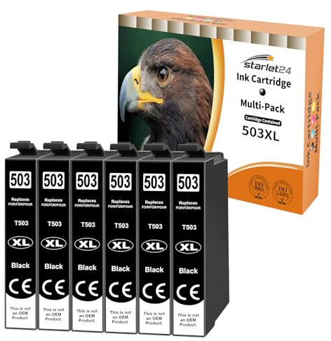 Starlet24 6X 503XL Druckerpatronen Kompatibel für Epson 503XL Schwarz Patronen für Expression Home XP-5200 XP-5205 Workforce WF-2960 WF-2965 WF-2960DWF WF-2965DWF