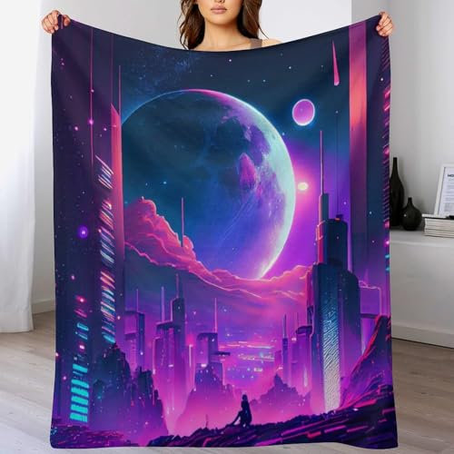 AAPZY Kuscheldecke Flanell Flannel 3D Decke Gedruckte Fleecedecke Weich Wohndecke Tagesdecke Sofadecke Wunderschöne Stadt Decke Sofa & Bett （140×180cm）
