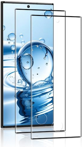 Protector de Pantalla para Samsung Galaxy S23 Ultra Cristal Templado, 3D Cobertura Completa, Dureza 9H, Sin Burbujas, Sensible al Tacto, S23 Ultra Vidrio Templado, 2 Piezas