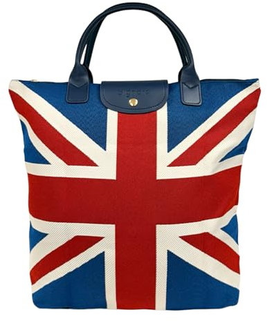 Signare Faltbare Einkaufstasche mit Union Jack-Design, britische Flagge, marineblaue Griffe (Union Jack, FDAW-UJ), union jack, One Size