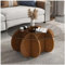 Couchtisch Glas mit Holzsockel Durchmesser 80cm Glastisch Wohnzimmer Runder Kaffeetisch Beistelltisch Moderne für Sofa Home Office