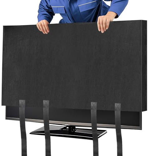 Wibeelee TV Cover Moving Dust Anti-Scratch TV Screen Cover Fits 60-65 TV with Bottom Strap for Protection TV Moving Home Renovation Pet Scratch or Other Furniture(65”)