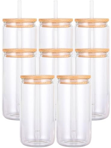 Ankeli&Lt 16 oz Reusable Plastic Coffee Cups, 8 Pack (8, Bamboo Lid)