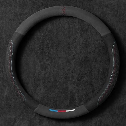 Microfiber Leather Steering Wheel Cover for Bmw X5 X5M E53 E70 F15 G05 F95,Car Interior Decor Accessories Elastic Breathable Warm Plush Cover Wrap