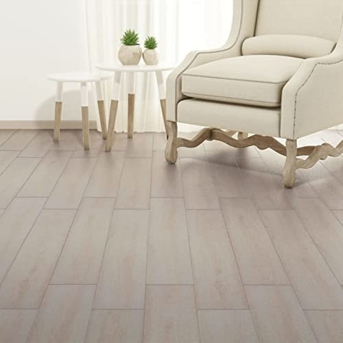 LAPOOH PVC Laminat Dielen Selbstklebend, PVC Bodenbelag, Bodenfliesen, Boden Folie, Laminat Boden, 2,51 m² 2 mm Eiche Weiß