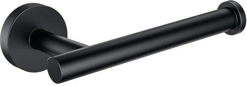 WOOPHEN Toilet Paper Holder Stainless Steel, Modern Round Tissue Roll Holders Wall Mount, Toilet Paper Roll Dispenser Bathroom 6 inch TP Holder for Bathroom, Kitchen, Washroom(Matte Black)