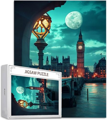 Puzzle London Puzzle 1500 Teile, Holzpuzzle Erwachsene, Mehrfarbig Holzpuzzle, Klassische Puzzles Big Ben Wooden Jigsaw für Erwachsene Und Kinder 14 Jahren, Geschenke Home Wand Dekor 87x57cm D-767