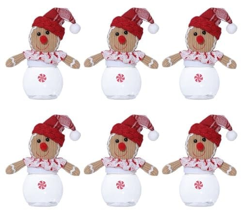 HOOLRZI Lot de 6 boîtes à bonbons de Noël en forme de bonhomme en pain d'épice pour cadeau de vacances