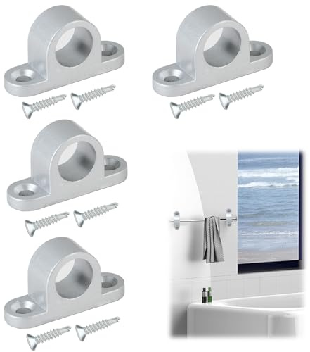 JRILUO 4 ojales de metal para toldos con protección contra la corrosión, color plateado, apertura de 14 mm, estable, con 8 tornillos, ojales de pared para autocaravanas, acampadas y toldos