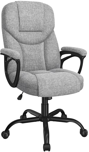 Yaheetech Bürostuhl Chefsessel Ergonomischer Drehstuhl Hoher Rücken Computerstuhl bequem Schreibtischstuhl Höhenverstellbar Office Stuhl Kunststoff Hochdichter Schaumstoff Wippfunktion Grau