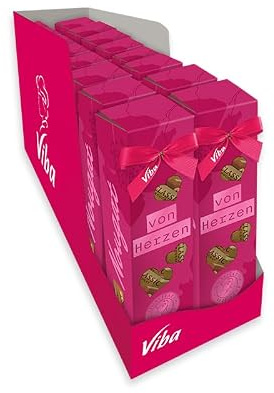 Viba Genusszeit „Von Herzen 16 x 60 g | 96 Classic Nougat Minis | Haselnussnougat Geschenkpack Vorrat | 960 g | Schokolade