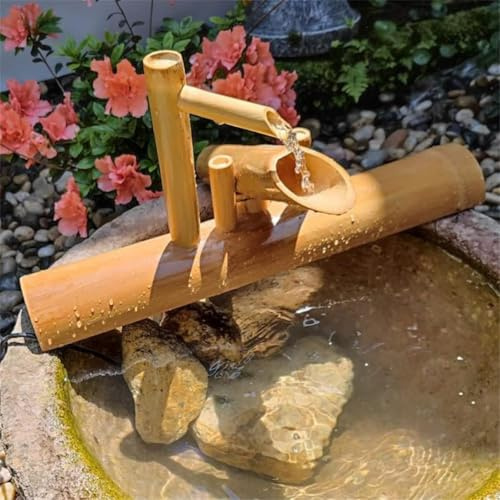 Solar Gartenbrunnen mit Bambus Wasserfall Düse Outdoor Wasserspiel für ruhiges natürliches Ambiente