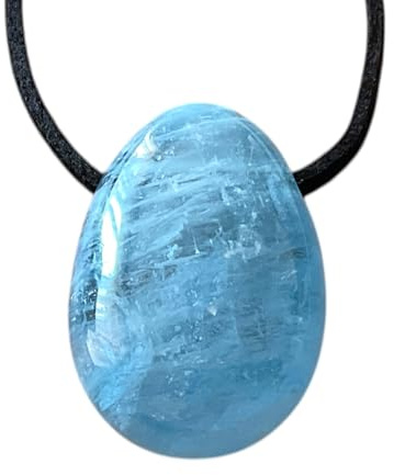 Steinfixx Aquamarin Anhänger Tropfen – Edelstein Kette mit 80 cm Band & Geschenkbox – Echter Aquamarin Schmuck Blau – Naturstein in AAA-Qualität aus Brasilien