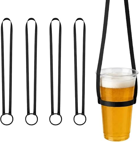 4 soportes para copas de vino para colgar, 1,5 x 90 cm, soporte elástico para vasos con correa, para festivales, conciertos, JGA y camping