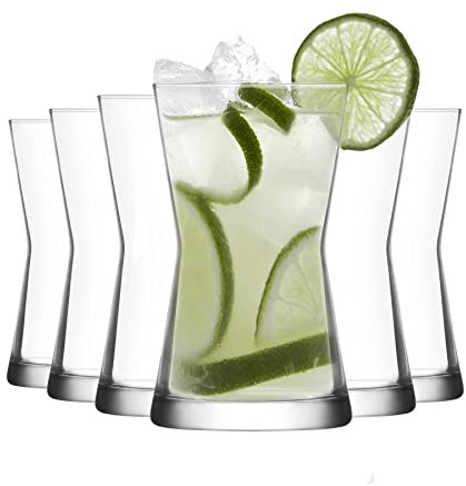 LAV 12x Clear 350ml Derin Highball Glasses - Tall Hi Ball Glass Water Gin Juice Cocktail Drinking Glassware Tumblers Set