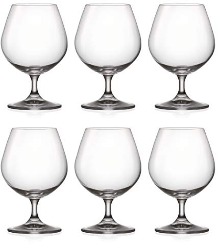 Brandy – Snifter – klar – Glas – Set mit 6 Gläsern – bleifrei – von Barski – hergestellt in Europa – 473 ml