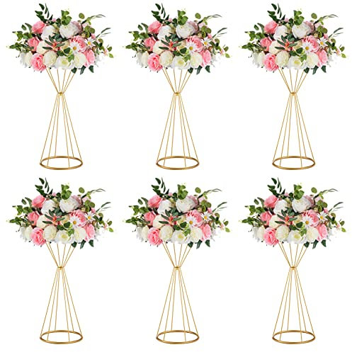 6 Stücke Metall Blume Trompete 50cm Höhe Vase Hochzeit Herzstück Vase Tischdekoration für Hochzeitstag Zeremonie Party Geburtstag Event Gang Dekoration