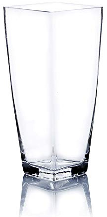 WGV Tapered Glass Vase, Width 5, Height 12, (Multiple Sizes Choices) Clear Taper Down Block Floral Planter Bouquet Centerpiece for Wedding Event Home Decor, 1 Piece (VTB5512)