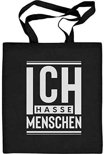 Shirtgeil Sommer Beutel - Ich hasse Menschen Jutebeutel Baumwolltasche One Size Schwarz
